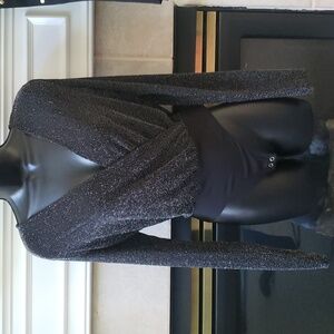 💥4/$20 Black Sparkle Wrap Long Sleeve Thong Body Suit.